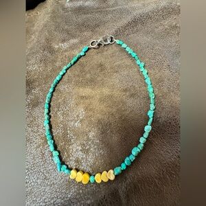 Vibrant Turquoise and Yellow Beaded Choker